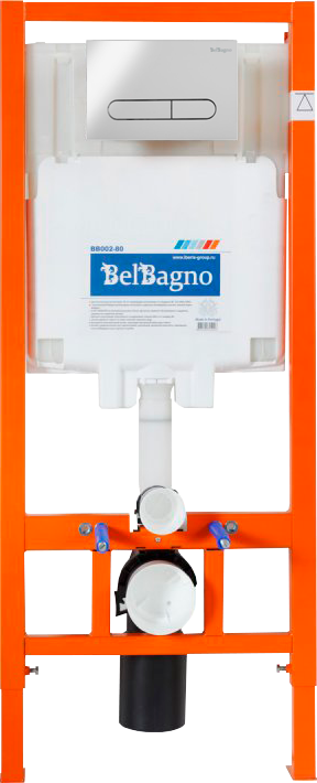 Комплект Унитаз подвесной BelBagno Amanda BB051CHR безободковый, крышка BB051SC, инсталляция BB002-80 с кнопкой BB005-PR-CHROME