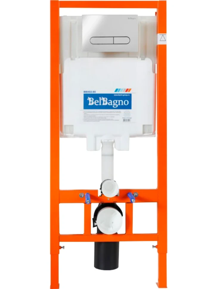 Комплект Унитаз подвесной BelBagno Amanda BB051CHR безободковый, крышка BB051SC, инсталляция BB002-80 с кнопкой BB005-PR-CHROME