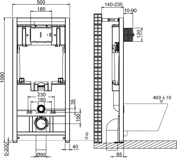 Комплект Унитаз подвесной BelBagno Amanda BB051CHR безободковый, крышка BB051SC, инсталляция BB002-80 с кнопкой BB005-PR-CHROME