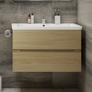 Тумба под раковину Art&Max Techno подвесная, 90, дуб мадейра янтарь