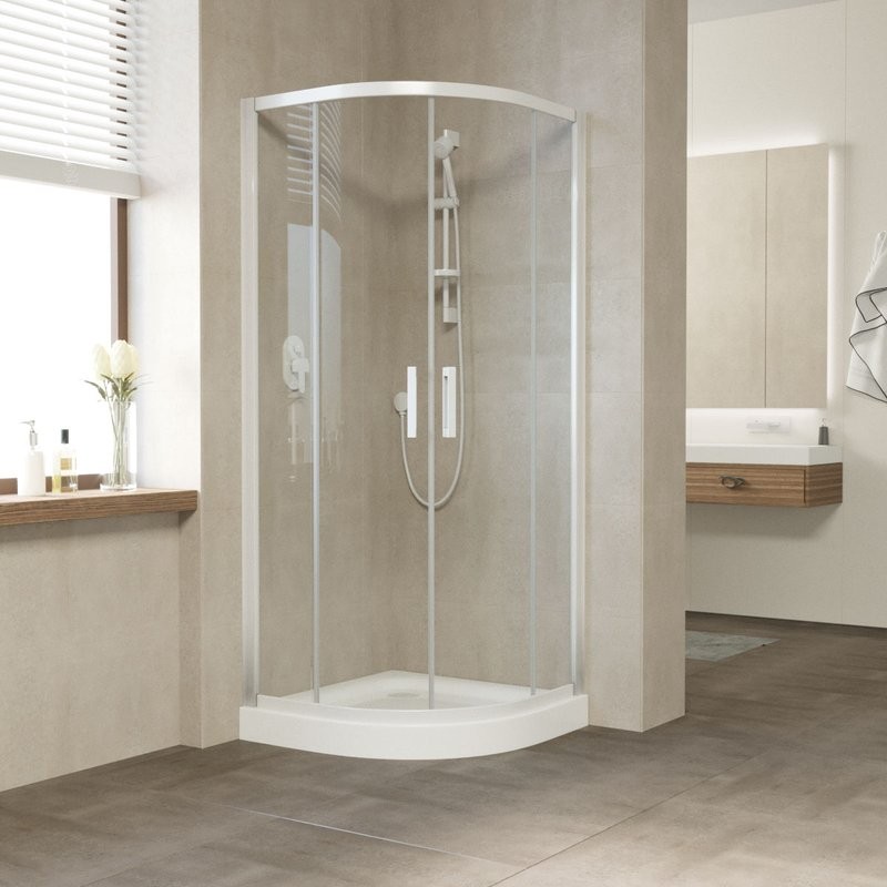 Душевой уголок Vegas Glass ZS 80 01 01 профиль белый, стекло прозрачное