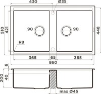 Комплект Мойка Omoikiri Kitagawa 86-2-GB графит + Измельчитель Nagare slim 1250