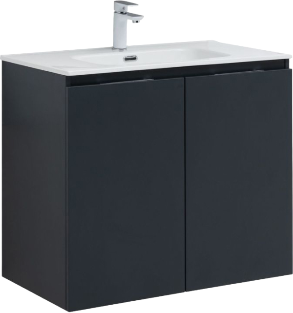 Тумба с раковиной Aquanet Алвита 80 подвесная, антрацит