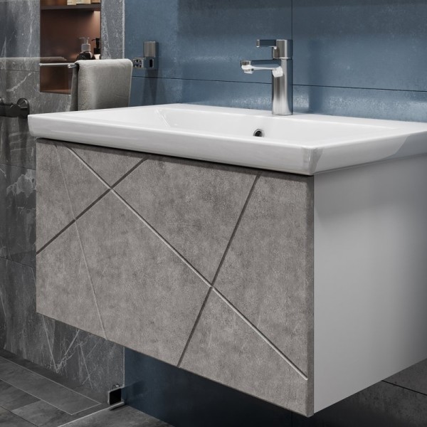 Тумба с раковиной Vigo Geometry 80 подвесная, бетон, раковина Como 70