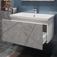 Тумба с раковиной Vigo Geometry 80 подвесная, бетон, раковина Como 70