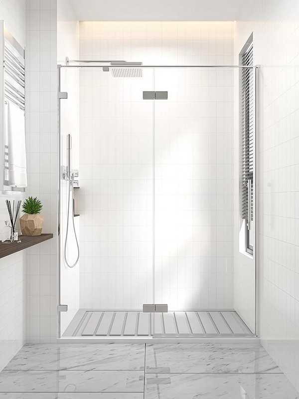 Душевая дверь в нишу Veconi Premium Alassio CH 120x200, профиль матовый хром, стекло прозрачное