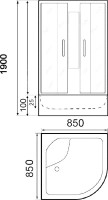 Душевая кабина Parly Effect TMF911 85х85, с низким поддоном, без крыши, профиль белый, стекло матовое