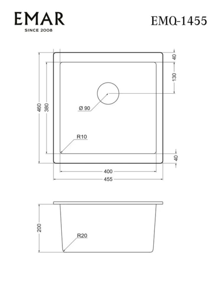 Мойка кухонная Emar Quartz EMQ-1455.P агат