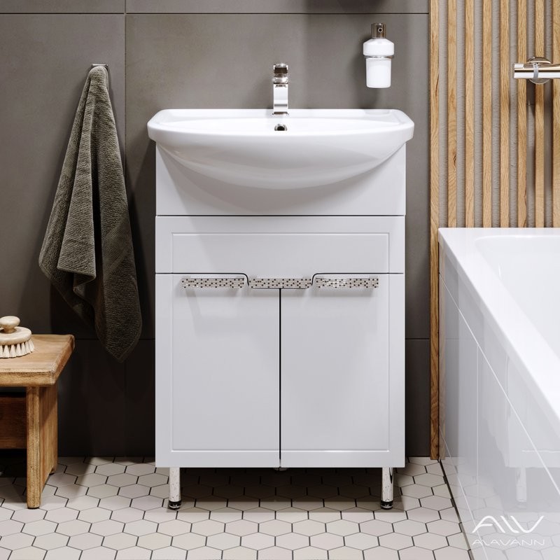 Тумба с раковиной Alavann Vittoria 60 напольная, белая