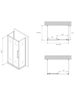 Душевой уголок Abber Schwarzer Diamant AG30160BMH-S80BM-S80BM 160х80 см, профиль матовый черный, стекло матовое