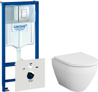 Комплект Унитаз подвесной AM.PM Spirit V2.0 с микролифтом + Инсталляция Grohe Rapid SL 38772001 3 в 1 с кнопкой смыва + Шумоизоляция 37131000