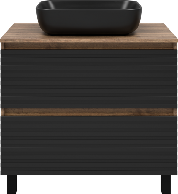 Тумба под раковину Brevita Dakota 80 напольная, дуб галифакс олово, черный кварц