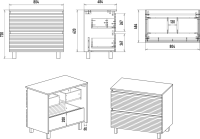 Тумба под раковину Brevita Dakota 80 напольная, дуб галифакс олово, черный кварц
