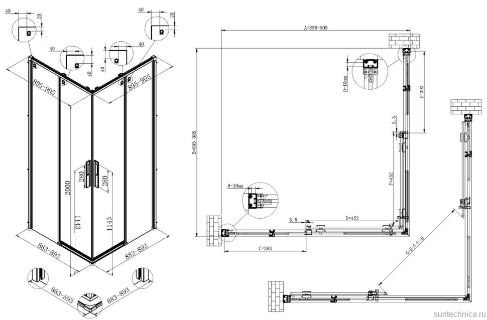 Душевой уголок Vincea Ultima VSS-7UL9090CLGM 90х90 см, профиль вороненая сталь, стекло прозрачное