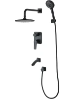 Душевой комплект Lemark Bronx LM3722BL С ВНУТРЕННЕЙ ЧАСТЬЮ, черный
