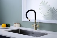 Смеситель для кухни Paulmark Salix 213419-BR, бронза, черный, с гибким изливом