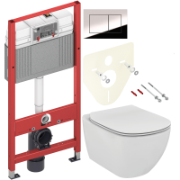 Комплект Унитаз подвесной Ideal Standard Tesi T354601 с микролифтом + Инсталляция TECE Now 9400412 4 в 1 с кнопкой смыва