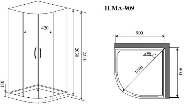 Душевая кабина Timo Premium ILMA 909