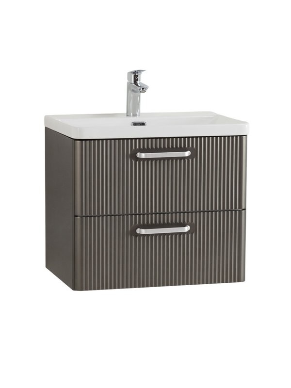 Тумба с раковиной BelBagno Due 60 ручки белые, оружейная сталь