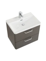 Тумба с раковиной BelBagno Due 60 ручки белые, оружейная сталь