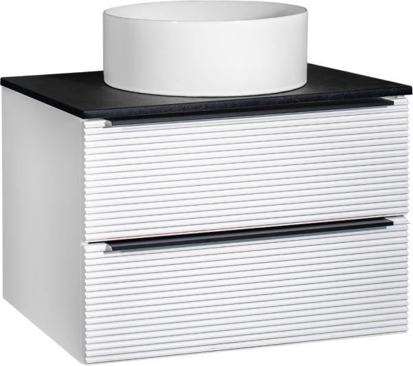 Тумба с раковиной Runo Орлеан 70 белая матовая, черная, раковина Palla 40