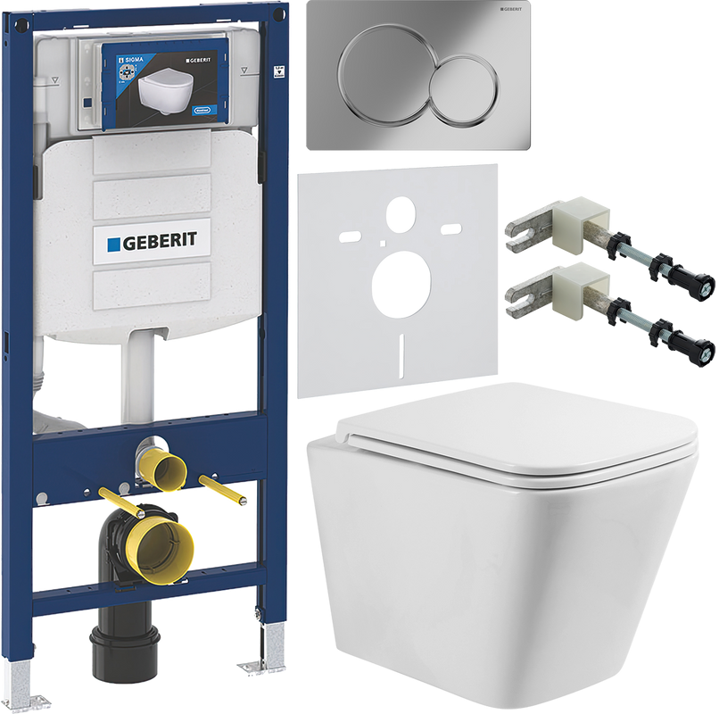 Комплект Унитаз подвесной BelBagno Ardente-R BB520CHR безободковый + Крышка BB2322SC с микролифтом + Инсталляция Geberit Duofix UP 320 111.300.00.5 + Кнопка Sigma 01 115.770.21.5 хром + Крепления 111.815.00.1 к стене + Звукоизоляция