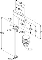 Смеситель для раковины Kludi Zenta SL 482983965 черный матовый