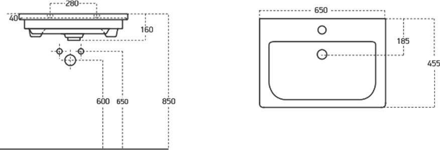 Тумба с раковиной Caprigo Forte 65 подвесная, беж лайт