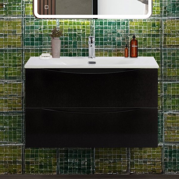 Тумба под раковину BelBagno Marino-cer-n 80 подвесная, nero lucido