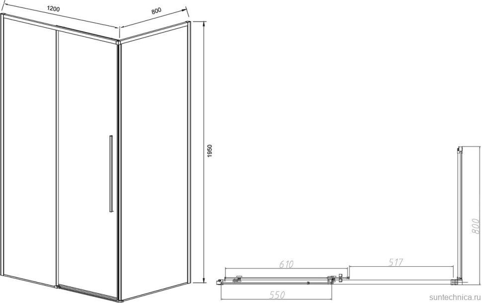 Душевой уголок Vincea Slim-N VSR-4SN8012CL 120х80 см, профиль хром