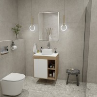 Тумба с раковиной Teymi Nura 60 дуб эврика, матовая белая, раковина Helmi Mini 24