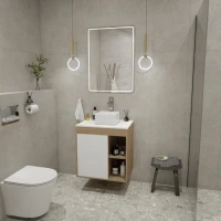 Тумба с раковиной Teymi Nura 60 дуб эврика, матовая белая, раковина Helmi Mini 24