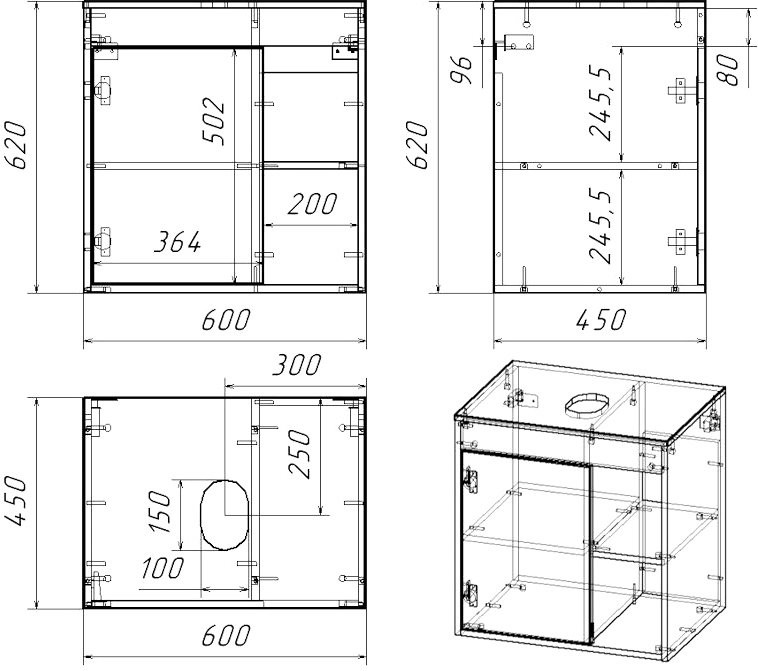 Тумба с раковиной Teymi Nura 60 дуб эврика, матовая белая, раковина Helmi Mini 24