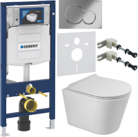 Комплект Унитаз подвесной BelBagno Flay-r + Крышка BB901SC с микролифтом + Инсталляция Geberit Duofix UP 320 111.300.00.5 + Кнопка Sigma 01 115.770.21.5 хром + Крепления 111.815.00.1 к стене + Звукоизоляция
