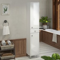 Шкаф-пенал для ванной Comforty Сочи 35 глянцевый белый