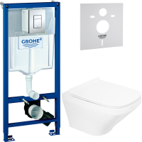 Комплект Унитаз подвесной BelBagno Sela BB3201CHR белый + Крышка BB3201SC белая + Инсталляция Grohe Rapid SL 38772001 3 в 1 с кнопкой смыва + Звукоизоляция