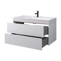 Тумба с раковиной Belux Сиртаки 100 подвесная, белая глянцевая, раковина 1000-02