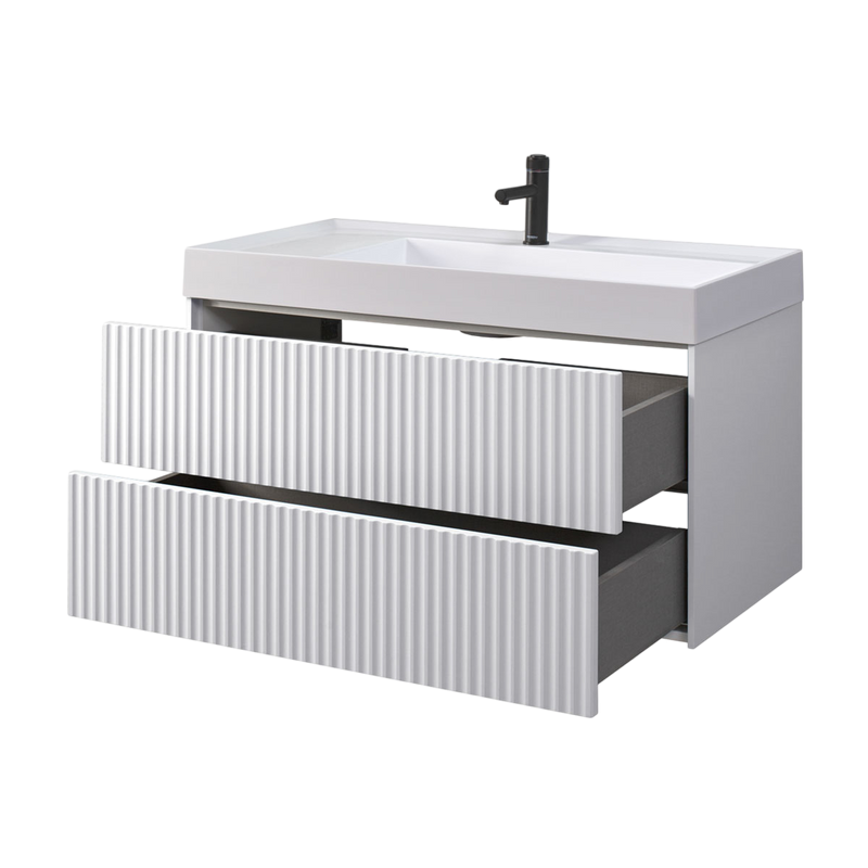 Тумба с раковиной Belux Сиртаки 100 подвесная, белая глянцевая, раковина 1000-02