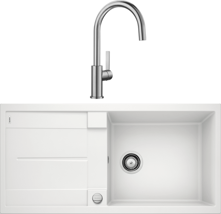 Комплект Мойка Blanco Metra XL 6S 515280 белая + Смеситель Candor 523120