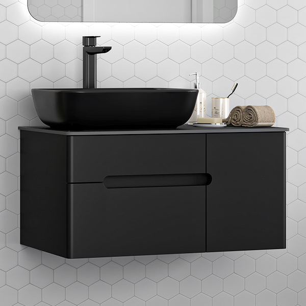 Тумба под раковину со столешницей Misty Роял 80 черная
