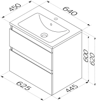 Тумба с раковиной AM.PM X-Joy 65, подвесная, белый глянец