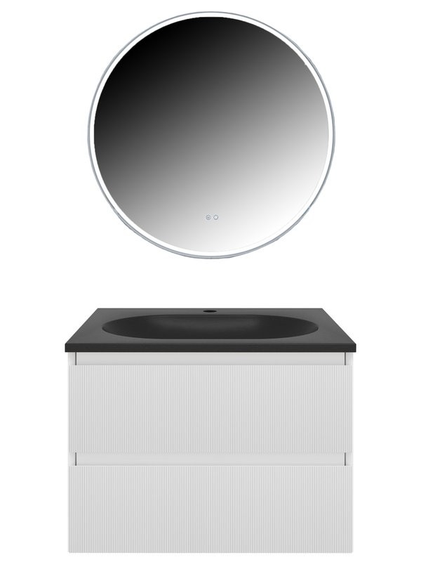 Мебель для ванной комнаты Vincea Welle 60 m.white soft-touch, раковина VCB-4H600A антрацит