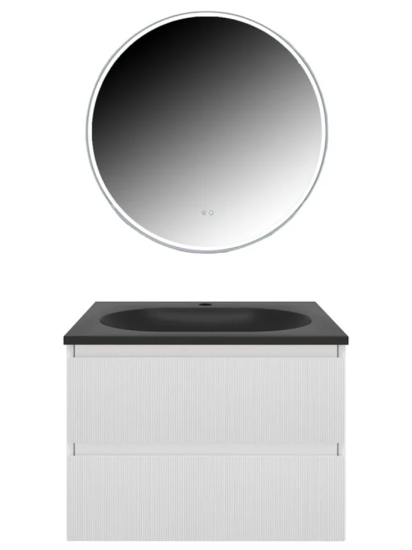 Мебель для ванной комнаты Vincea Welle 60 m.white soft-touch, раковина VCB-4H600A антрацит