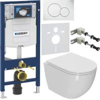 Комплект Унитаз подвесной Bauedge Bau Dream Hurricane-2 безободковый, с микролифтом, белый + Инсталляция Geberit Duofix UP 320 111.300.00.5 + Кнопка Sigma 01 115.770.11.5 белая + Крепления 111.815.00.1 к стене + Звукоизоляция