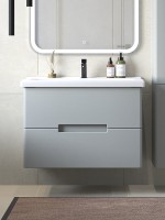 Мебель для ванной комнаты SanStar Ориана 80 подвесная, серая, раковина Santek Миранда 80