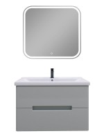 Мебель для ванной комнаты SanStar Ориана 80 подвесная, серая, раковина Santek Миранда 80