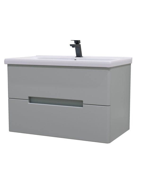 Мебель для ванной комнаты SanStar Ориана 80 подвесная, серая, раковина Santek Миранда 80
