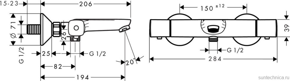 Душевой комплект Термостат Hansgrohe Ecostat universal 13123000 + Гарнитур Raindance Select S 26721000