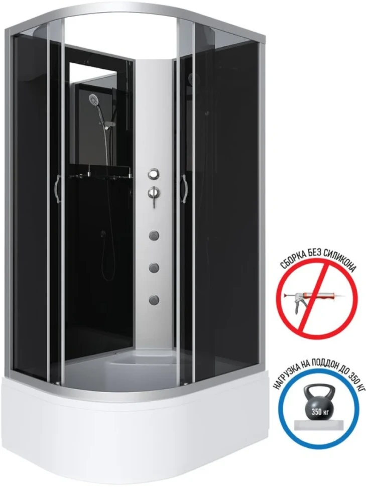 Душевая кабина Niagara Classic NG-2510-14RBKG 120х80 см, без крыши, с гидромассажем