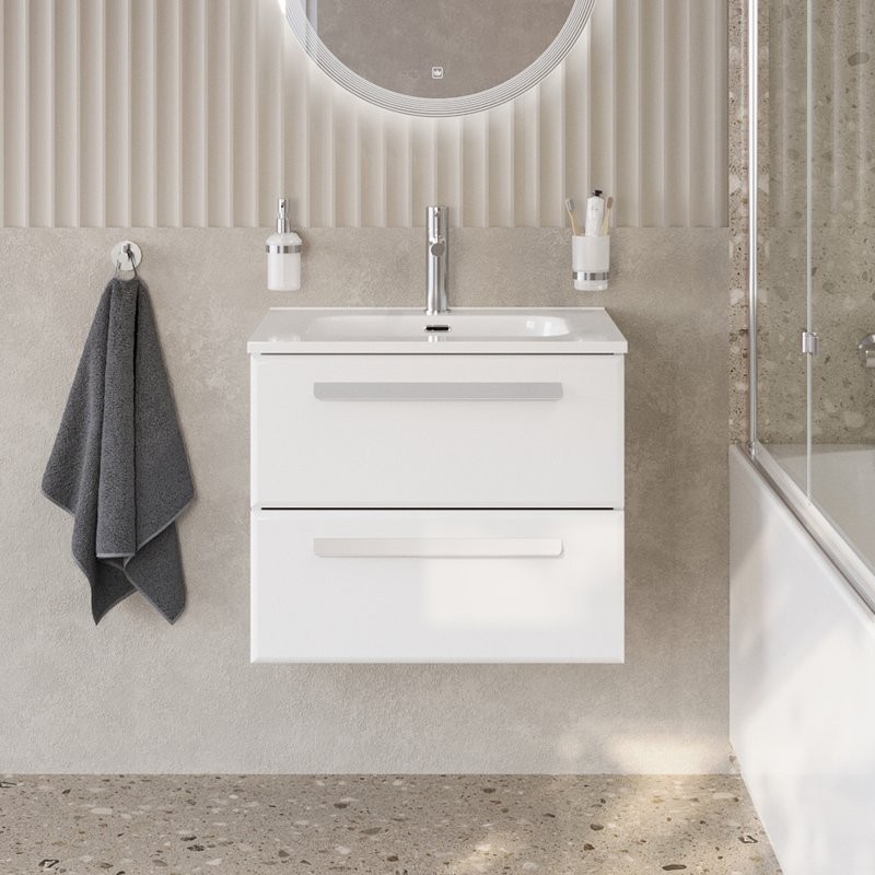 Тумба под раковину без столешницы Cezares Eco Cer-N 70 bianco lucido, ручки сатин